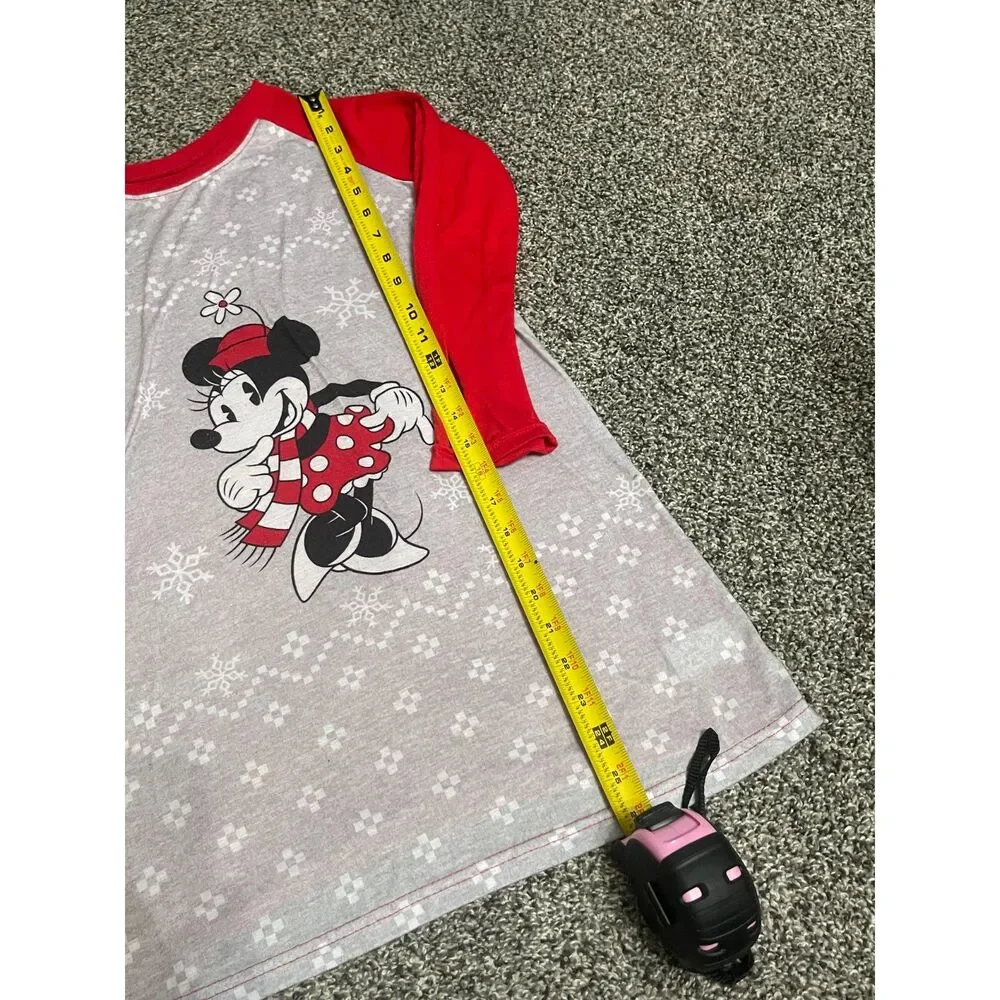 Disney Minnie Mouse Gray and Red Winter Holiday Girl's Nightgown 10